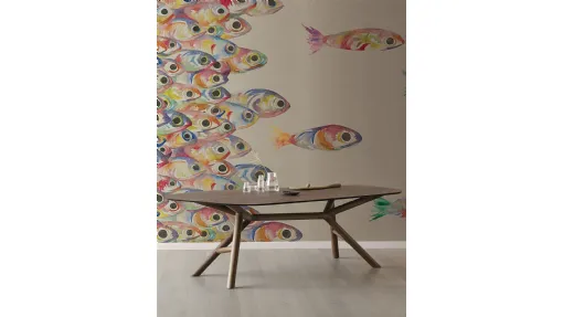 Carta da parati con soggetto pesci colorati Flutter di London Art