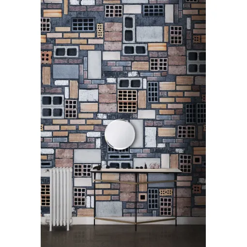 Carta da parati con mattoni colorati The Wall di London Art