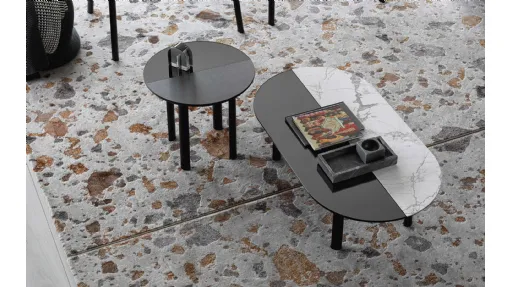Tavolino con struttura in frassino e piano realizzato in due materiali differenti Bam 01 di Calligaris