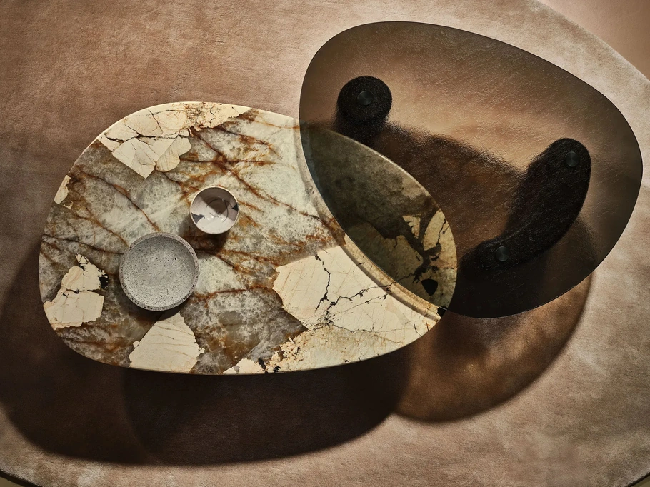 Tavolino Lake in marmo o in vetro di Nature Design