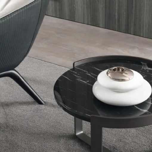 Tavolino rotondo in marmo con base in metallo Ring di Misuraemme