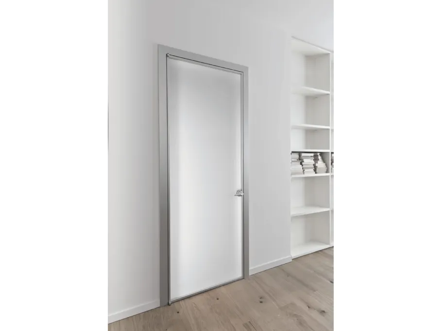 Porta per interni Prima in Vetro Bianco con telaio in alluminio di Albed