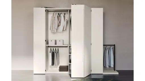 Armadio con ante a soffietto in laccato bianco opaco Best di Clever