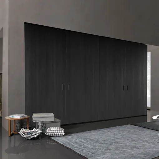 Armadio a muro con anta scorrevole Tecno in nobilitato effetto legno di Misuraemme
