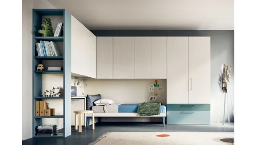 Armadio con ante battenti in melaminico con terminale libreria Start Ponte Angolare di Clever
