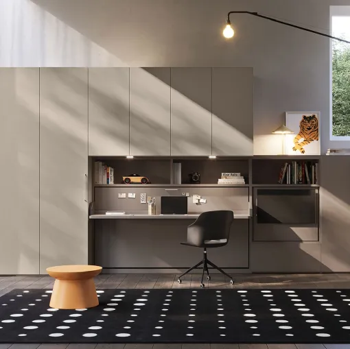Letto singolo a scomparsa in laccato opaco Hiro 02 di Clever