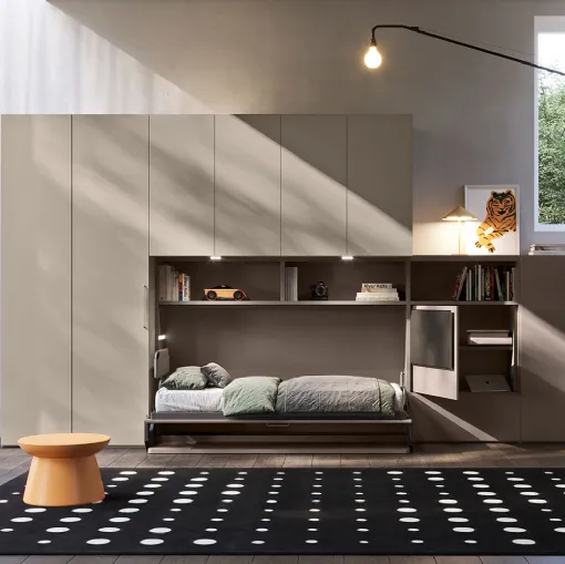 Letto a scomparsa aperto in laccato opaco Hiro 01 di Clever