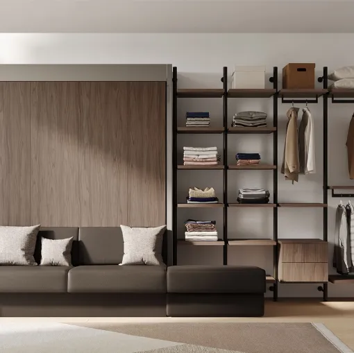 Letto a scomparsa in melaminico con divano IM22 02 di Clever