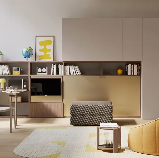 Letto singolo a scomparsa in laccato opaco Nikai 02 di Clever