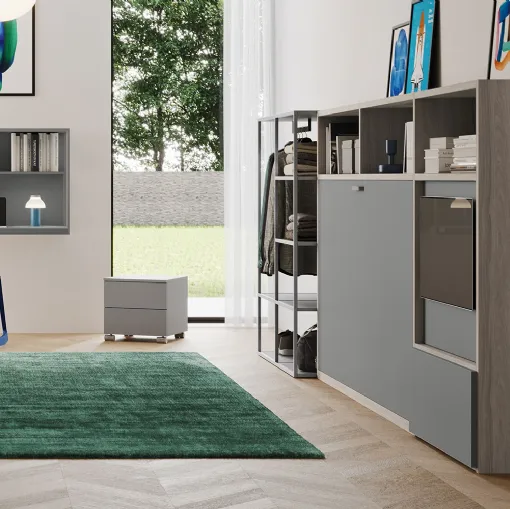 Letto singolo a scomparsa in laccato e melaminico Nikai 03 di Clever