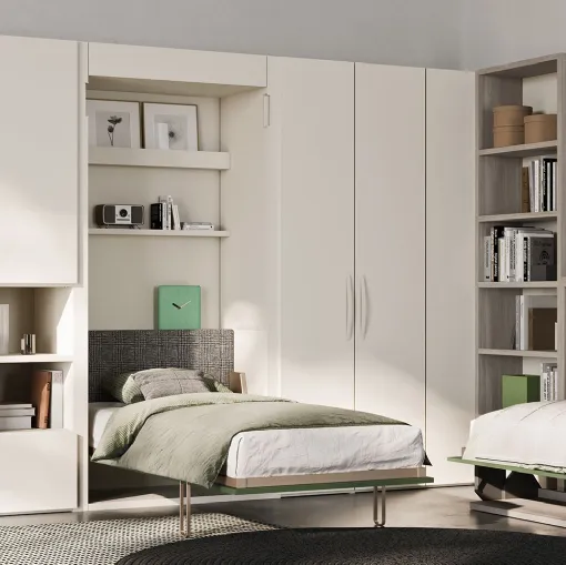 Letto singolo a scomparsa in laccato opaco Shin di Clever