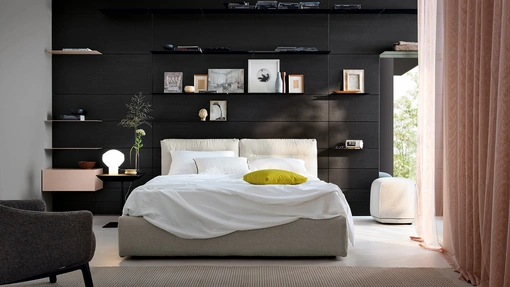 Letto imbottito Bombosoft con contenitore di Kristalia