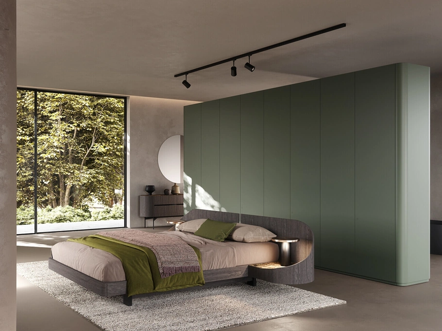 Letto in legno di quercia Ottanta con contenitore di Voltan