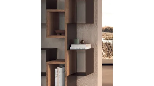 Libreria a muro con ripiani in legno secolare e metallo Gemini di Nature Design