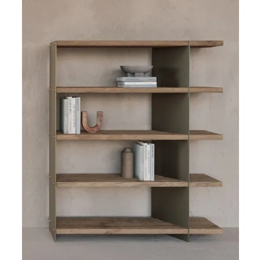 Libreria in legno secolare con struttura in metallo Graft di Nature Design