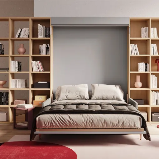 Libreria divisoria con finitura effetto legno Start Bifacciale di Clever