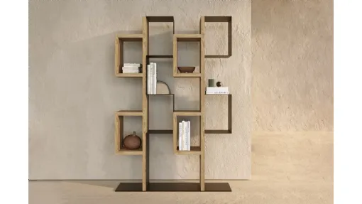 Libreria a muro Gemini in legno secolare e metallo di Nature Design