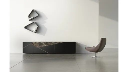 Madia in laccato opaco, ceramica e bronzo graffiato Comp 22 di Voltan