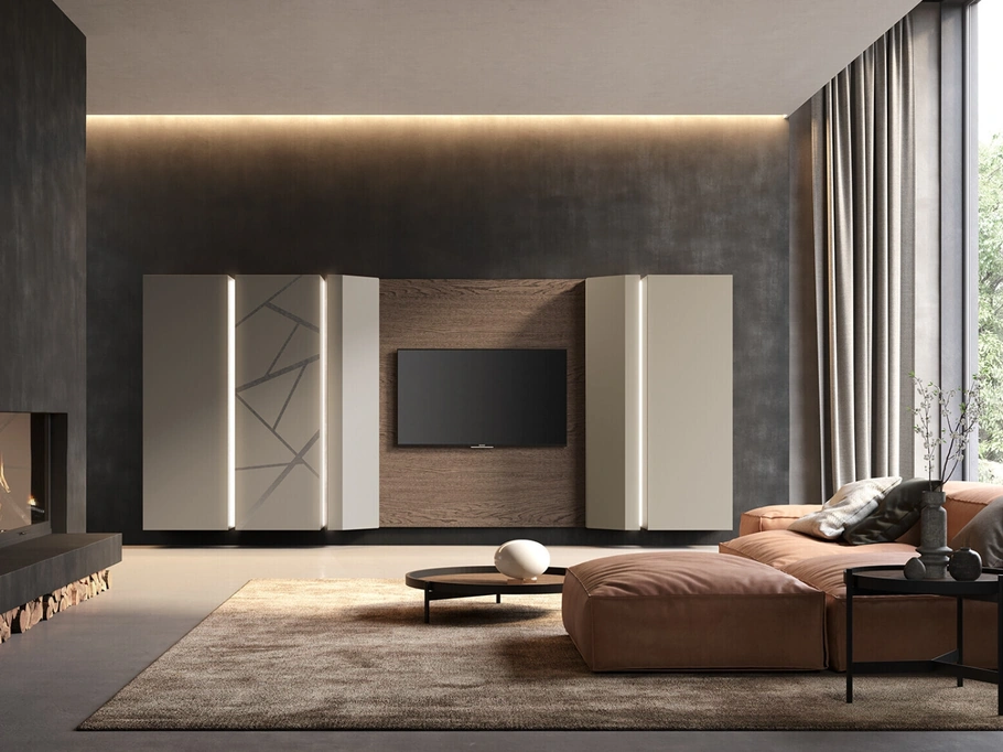 Parete Attrezzata Soggiorno con pensili terminali di Voltan