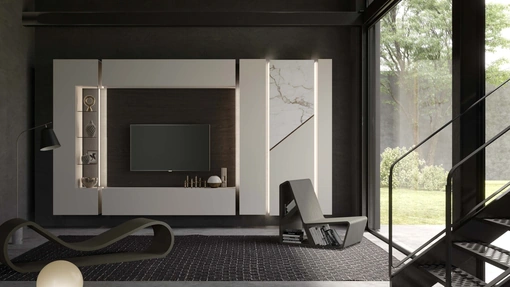 Parete Attrezzata Soggiorno Alicante con led di Voltan