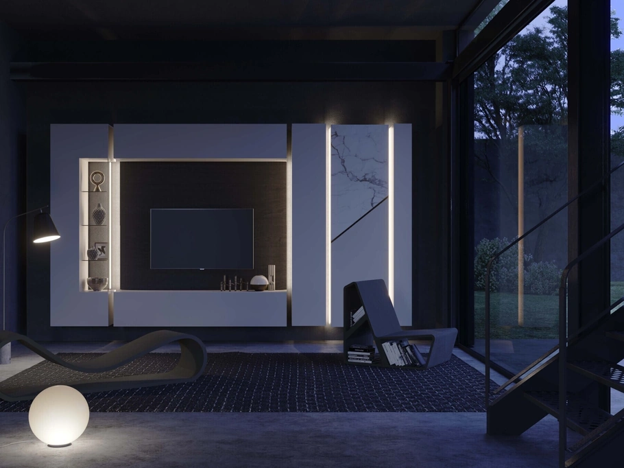 Parete Attrezzata Soggiorno Alicante con led di Voltan