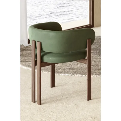 Sedia in pelle con base in legno Bay Wood Armchair di Nature Design