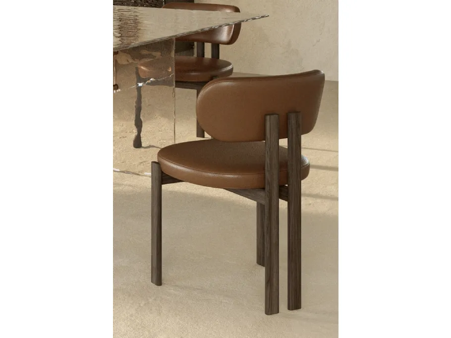 Sedia in pelle e struttura in legno Bay Wood di Nature Design