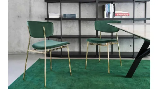 Sedia in tessuto con struttura in ottone lucido Fifties di Calligaris