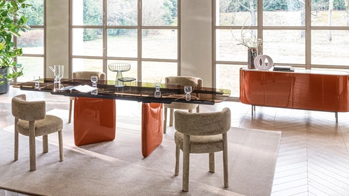 Sedia rivestita in tessuto Glen Soft di Calligaris