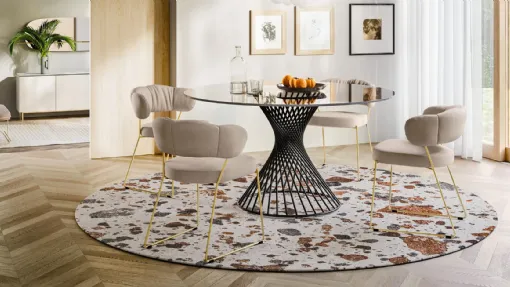 Sedia in microfibra imbottita con struttura in ottone verniciato Quadrotta di Calligaris