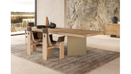 Tavolo in legno secolare con base in metallo Harvest Metal di Nature Design