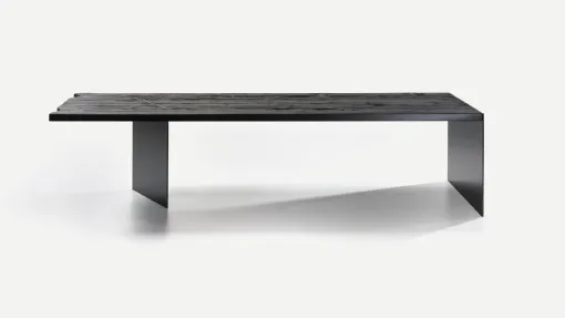 Tavolo ILL Metal in legno secolare Nero e base in metallo di Nature Design