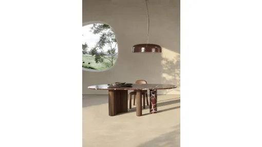 Tavolo in marmo e struttura in marmo e legno Lymph di Nature Design