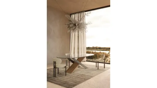 Tavolo con top in gres porcellanato e base in legno e metallo X Tavoli di Nature DesignX Tavoli di Nature Design