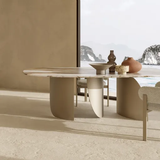 Tavolo in marmo con struttura in metallo Sail di Nature Design