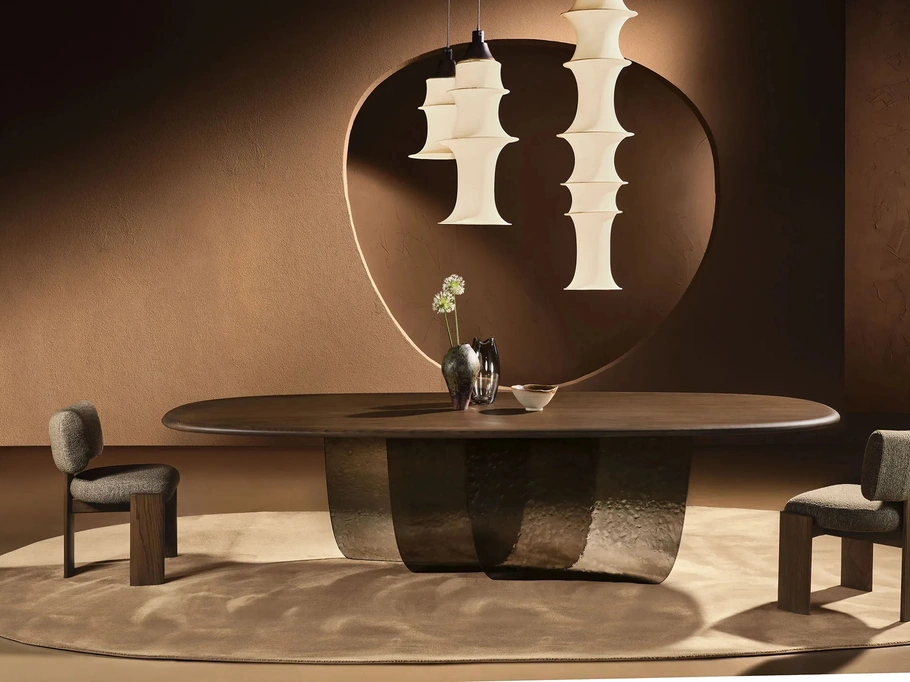 Tavolo Velombra in legno con base in vetro di Nature Design