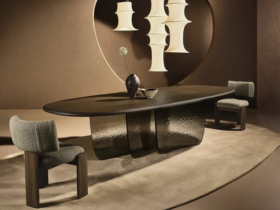 Tavolo Velombra in legno con base in vetro di Nature Design