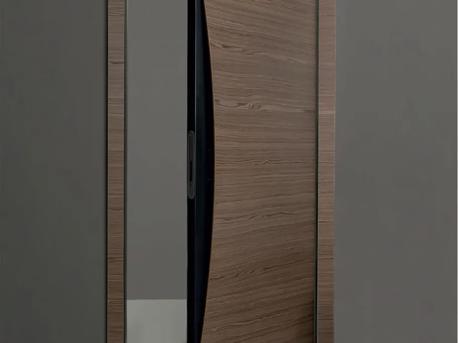 Porta per interni di design in legno noce canaletto con serratura magnetica Blow di Albed